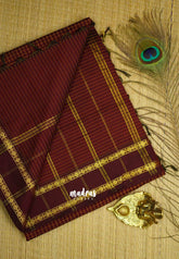 Vintage Gadwal silkcotton Deep Maroon - Jyothika color - Madras Sarees